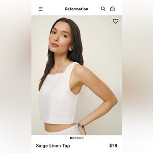 NWT Reformation Saige Linen Top